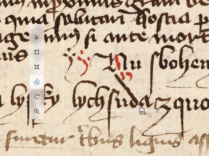 Eraser tool removing an annotation from the active layer