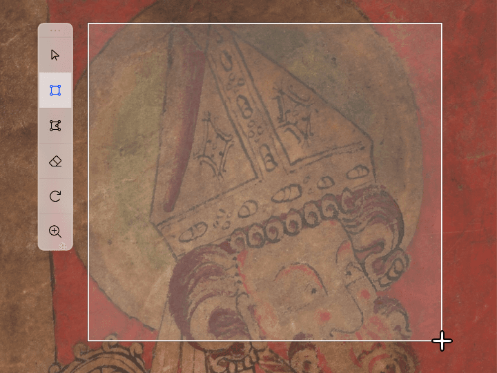 Rectangle annotation drawn over a manuscript region