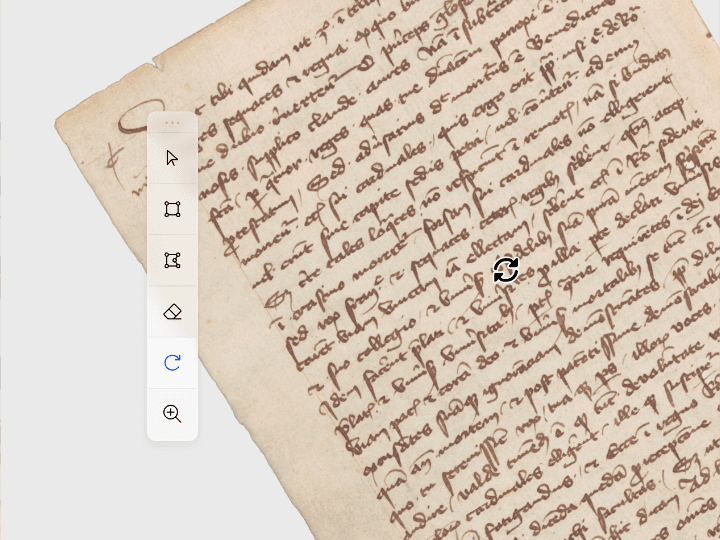 Rotate tool adjusting the orientation of a manuscript folio