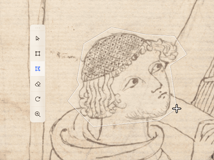 Polygon annotation drawn around an illuminated initial
