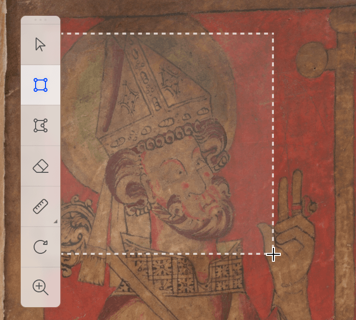 Rectangle annotation drawn over a manuscript region